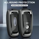 Aluminum Alloy TPU Silver Car Key Cover with Buckle for Ford