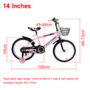 14" Bicicleta infantil com assento ajustável e rodinhas de apoio.