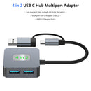 4-i-2 Type-C + USB til USB3.2*4 Interface Hub Adapter Dock for MacBook iPad 15