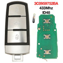 Volkswagen VW Passat CC B6 3C B7 Magotan 3-knapps bilnyckelbricka 433Mhz ID48 Chip 3C0959752BA Generic