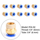 10 stk. 6 mm 1/4" Pneumatiske trykluftforbindelser stikfittings stik