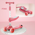 2-in-1 Kinderroller mit klappbarem Sitz, LED-Licht, 3 Rädern und verstellbarem Klapp-Lenker – Blau/Rosa