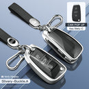 Black aluminum alloy car key case with TPU clasp and buckle for Audi A6L, A4L and A3