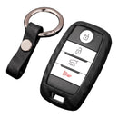 Capa para chave de carro em couro e silicone com fivela para Kia