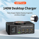 140w carregador rápido inteligente display digital pd100w telefone móvel notebook magnético de carregamento sem fio multi-porta carregador usb plugue da ue