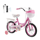 Bicicletta da principessa per bambini da 18" con rotelle e cestino rosa