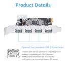 HUB 2.0 PCIE to USB 2.0 expansion card Moschip adapter card 4PIN power supply