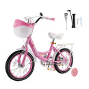 Bicicletta da principessa per bambini da 18" con rotelle e cestino rosa
