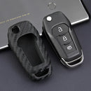 Capa de couro e silicone para chave de carro com fivela para Ford