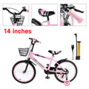 14" Bicicleta infantil com assento ajustável e rodinhas de apoio.