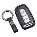 Capa de couro e silicone para chave de carro com fivela para Hyundai Old Smart