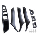 7x Black Interior Door Panel Handle Pull Trim Cover For BMW 5 Series F10 F11 10-16