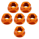 6er-Pack Aluminium-Flanschmuttern für hinteres Kettenrad M10x1,5 mm, orange, für Motorrad