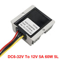 6-32V till 12V 5A DC-DC Spänningsstabilisator Bilströmförsörjningsregulator Vattentät