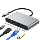 4 i 1 dokkingstasjon TYPE-C til RJ45 100M HDMI USB3.0 PD grensesnitthub