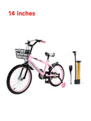 14" Bicicleta infantil com assento ajustável e rodinhas de apoio.