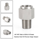 1/8" NPT hann til M10x1.0 hunn rustfritt stål oljetrykkmåleradapter