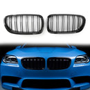 Parrilla de riñón con capó delantero negro brillante de doble línea para BMW F10 F18 10-16