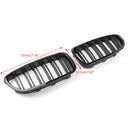 Parrilla de riñón con capó delantero negro brillante de doble línea para BMW F10 F18 10-16