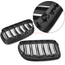 Parrilla de riñón con capó delantero negro brillante de doble línea para BMW F10 F18 10-16