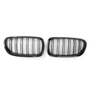Parrilla de riñón con capó delantero negro brillante de doble línea para BMW F10 F18 10-16