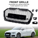 Parrilla de parachoques delantero de malla de panal estilo Audi A3 8V RS3 2017-2019, color negro