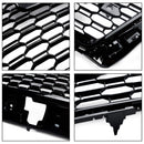 Parrilla de parachoques delantero de malla de panal estilo Audi A3 8V RS3 2017-2019, color negro