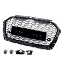 Parrilla de parachoques delantero de malla de panal estilo Audi A3 8V RS3 2017-2019, color negro