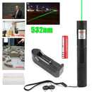 500 miles 532nm 303 grøn laser pointer synlig lysstråle lazer pen + 18650 + oplader