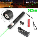 500 miles 532nm 303 grøn laser pointer synlig lysstråle lazer pen + 18650 + oplader