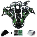 Owiewki 2006-2011 Kawasaki ZX14R Czarne &amp; Zielony Płomień Ninja Generic