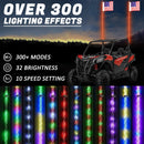 Traktor UTE Transporter Camper veirulle bulldoserkran 2x 3ft RGB LED Whip Lights Antenne med flaggfjernkontroll