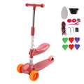 Children's scooter with LED lighting, adjustable folding handlebars and folding seat - blue/pink 2-in-1