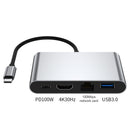4 i 1 dokkingstasjon TYPE-C til RJ45 100M HDMI USB3.0 PD grensesnitthub