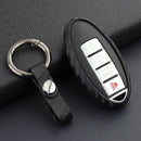 Capa de couro e silicone para chave de carro com fivela para Nissan