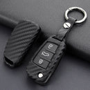 Capa para chave de carro em couro e silicone com fivela para Audi