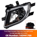 2015-2018 VW Volkswagen Jetta Parachoques delantero derecho Lente transparente Luz antiniebla