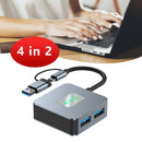 4-i-2 Type-C + USB til USB3.2*4 Interface Hub Adapter Dock for MacBook iPad 15