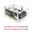 Adaptador Raspberry Pi 5 PCI-E, caixa adaptadora PCIe para M.2, cooler de caixa acrílica