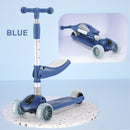2-in-1 Kinderroller mit klappbarem Sitz, LED-Licht, 3 Rädern und verstellbarem Klapp-Lenker – Blau/Rosa