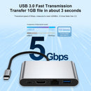 4 i 1 dokkingstasjon TYPE-C til RJ45 100M HDMI USB3.0 PD grensesnitthub