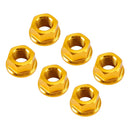 6er-Pack Aluminium-Flanschmuttern für hinteres Kettenrad M10x1,5 mm, Gold, für Motorrad