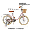 Bicicleta infantil de 18 polegadas para meninos e meninas (7 a 9 anos) com cesta.
