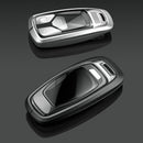 Bilnøglehus i aluminiumslegering med TPU-finish, sølvfarvet, med spænde, velegnet til Audi A6L, A4L og A3