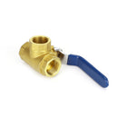 3-vejs kugleventil med indvendig gevind L-tilslutning håndtag 3/4" NPT lavet af smedet messing