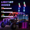 Rzr offroad jeep rinoceronte sandrail pode am buggy utv 2x4ft rgb led app chicote luzes antena com bandeira controle remoto universal