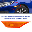 2× Přední boční obrysové světlo pro Honda Civic 2016-2021 Yellow Generic