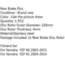 Rear Brake Disc for Yamaha YZF R1 2004-2014 YZF R6 2003-2015 220mm 8.7 Generic