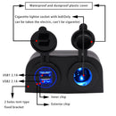 2 i 1 oplader + 12V/24V cigarettænder 2 hullers panel egnet til bådbil
